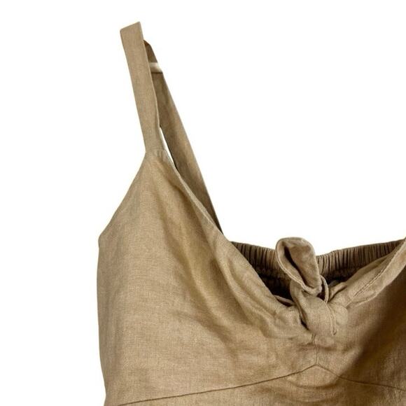 NWT Universal Thread Crop Top Womens XS Wheatfield Tan Linen Tie Front Earthy - Picture 4 of 8